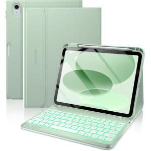 typecase Folio Keyboard Case for iPad 10th Gen 10.9 inch (2022) and iPad 11th (A16, 2025), Magnetic Wireless Detachable Keyboard, 7-Color Backlight, Thin & Light, Pencil Holder – Matcha Green(‎‎‎‎‎‎‎‎‎‎‎‎‎ Matcha Green)