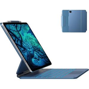 typecase Keyboard Case for 2024 iPad Air 13 and iPad Pro 12.9 (6th, 5th, 4th, 3rd Gen),Magic Keyboard for iPad Pro 12.9, Easy-Set Magnetic Stand, Multi-Touch Trackpad, 11 Colors Backlight,Pacific Blue