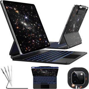 typecase Keyboard Case for iPad Air 13 and iPad Pro 12.9 (6th,5th,4th,3rd Gen),Magic-Style for iPad Pro 12.9,Magnetic Keyboard,Built-in trackpad,11 Colors Backlight,James Webb Orange