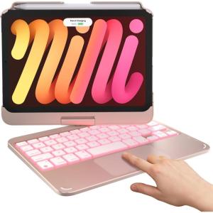 typecase Keyboard Case for iPad mini 7 (2024) & Mini 6 (2021) – Wireless Case with Keyboard for iPad mini 7th 6th Generation 8.3″ – 11 Colors Backlit Keyboard Cover with Trackpad – Black(Rose Gold)