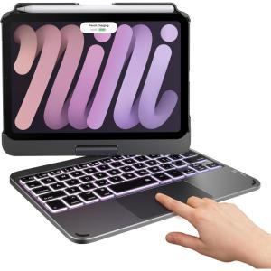 typecase Keyboard Case for iPad mini 7 (2024) & Mini 6 (2021) – Wireless Case with Keyboard for iPad mini 7th 6th Generation 8.3″ – 11 Colors Backlit Keyboard Cover with Trackpad – Black(Dark Gray)