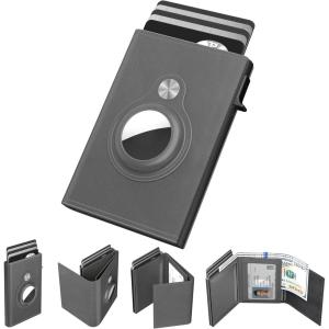 typecase Mens Wallet Card Holder for AirTag: Leather Smart Wallet for Men Compatible with Apple Air Tag, RFID Blocking, Slim, Minimalist – 9-14 Card Capacity | ID Window | Cash Slot (Navy)(‏‏​‎‎​‎‎​‎‎​‎‎​‎‎​‎‎Grey)