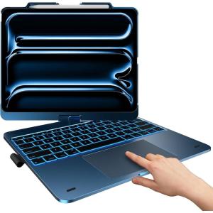 typecase Touch Case with Keyboard for iPad Pro 13-inch(M5/M4, 2025/2024), iPad Air 13-inch(M3/M2, 2025/2024) & iPad Pro 12.9-inch, Trackpad, 360° Rotatable, 11-Colors Backlit, Space Black(Lake Blue)