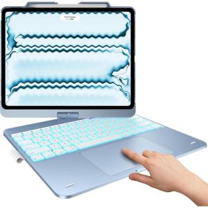 typecase Touch Case with Keyboard for iPad Pro 13-inch(M5/M4, 2025/2024), iPad Air 13-inch(M3/M2, 2025/2024) & iPad Pro 12.9-inch, Trackpad, 360° Rotatable, 11-Colors Backlit, Space Black(Pale Blue)