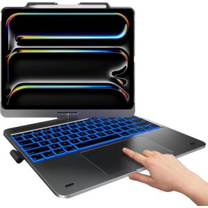 typecase Touch Case with Keyboard for iPad Pro 13-inch(M5/M4, 2025/2024), iPad Air 13-inch(M3/M2, 2025/2024) & iPad Pro 12.9-inch, Trackpad, 360° Rotatable, 11-Colors Backlit, Space Black(Midnight Gray)