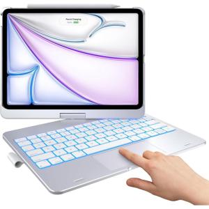 typecase Touch Keyboard Case for iPad Air 11-inch(M3/M2, 2025/2024) & iPad Pro 11(4th/3rd/2nd/1st Gen), Multi-Touch Trackpad, 11-Color Backlight, 360°Rotatable for iPad Air 5/4th Gen, Black(Silver)