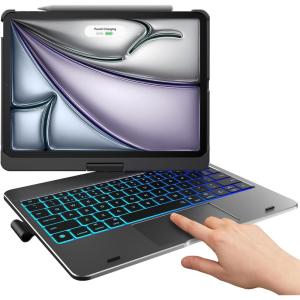 typecase Touch Keyboard Case for iPad Air 11-inch(M3/M2, 2025/2024) & iPad Pro 11(4th/3rd/2nd/1st Gen), Multi-Touch Trackpad, 11-Color Backlight, 360°Rotatable for iPad Air 5/4th Gen, Black(Gray)