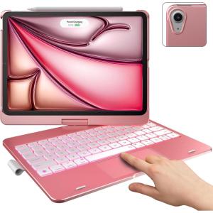 typecase Touch Keyboard Case with Trackpad for iPad Air 11-inch (M3 2025 / M2 2024): 360°Rotatable – 11 Colors Backlight – Wireless Keyboard with Pencil Holder for iPad Air 5th & 4th Gen,Space Gray(Rose Gold)