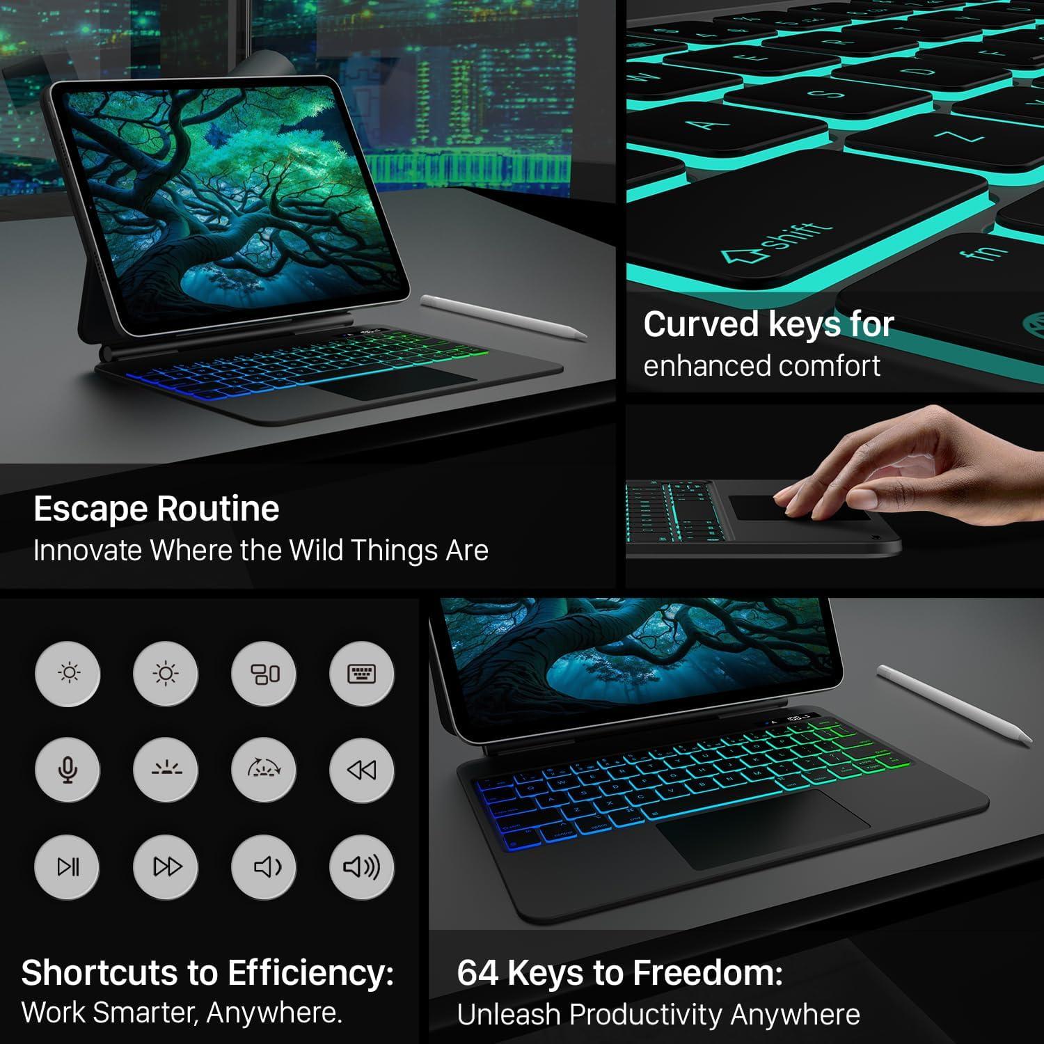 image:imagetypecase Edge Keyboard Case for iPad 10th Generation 109 2022  Magnetic Keyboard Case with MultiTouch Trackpad 11 Colors Backlight Slim amp Lightweight  Space Black