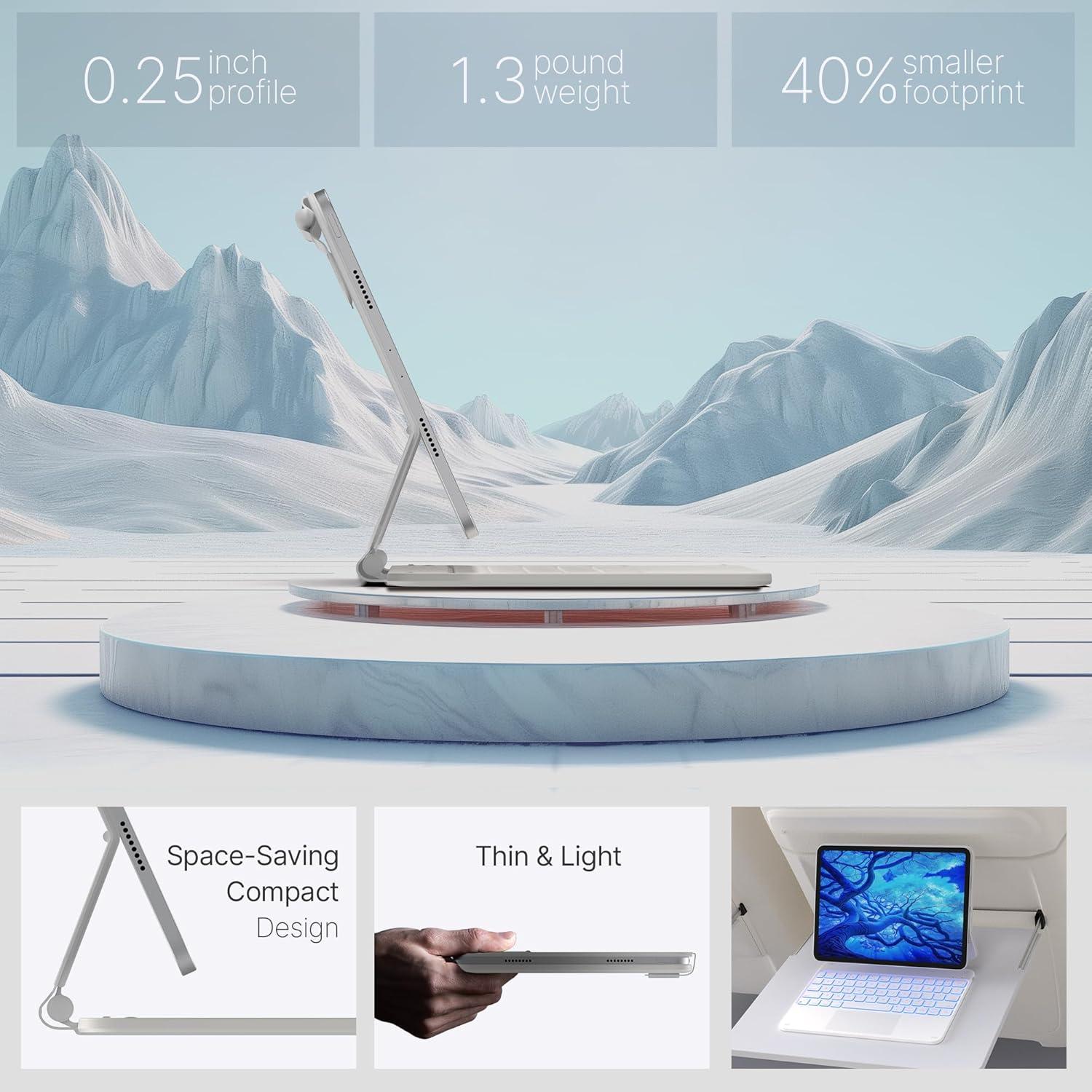 image:imagetypecase Edge Keyboard Case for iPad 11th Gen A16 2025 amp 10th Gen 109 2022  MultiTouch Trackpad 11Color Backlit MagicStyle Keyboard  Floating Magnetic Stand Pencil Holder  Whitewhite