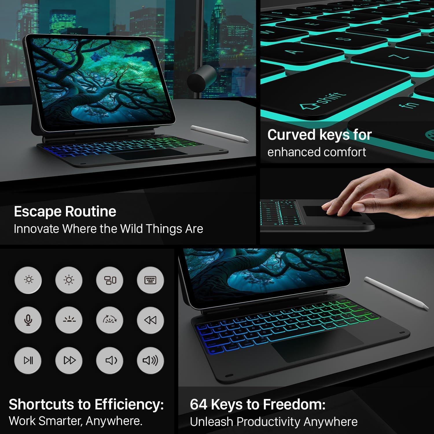 image:imagetypecase Edge Keyboard Case for iPad 11th Gen A16 2025 amp 10th Gen 109 2022  MultiTouch Trackpad 11Color Backlit MagicStyle Keyboard  Floating Magnetic Stand Pencil Holder  WhiteBlack