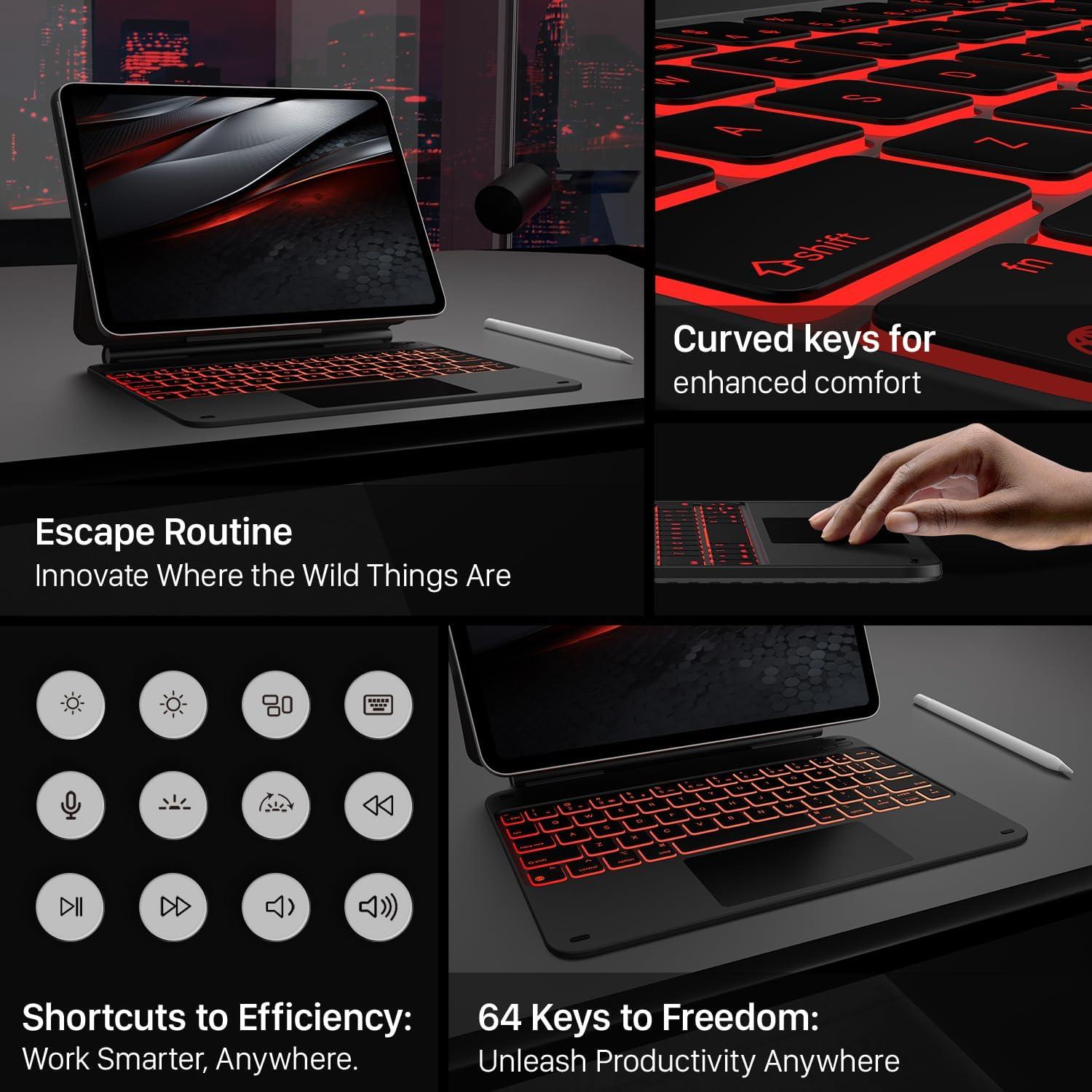 image:imagetypecase Edge Keyboard Case for iPad 11th Gen A16 2025 amp 10th Gen 109 2022  MultiTouch Trackpad 11Color Backlit MagicStyle Keyboard  Floating Magnetic Stand Pencil Holder  Carbon Fiber
