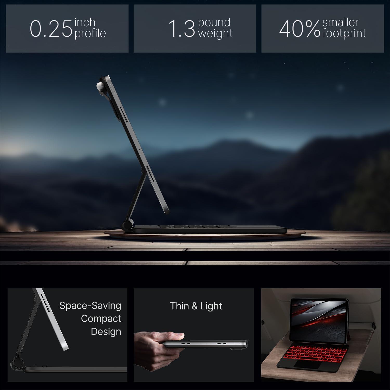 image:imagetypecase Edge Keyboard Case for iPad 11th Gen A16 2025 amp 10th Gen 109 2022  MultiTouch Trackpad 11Color Backlit MagicStyle Keyboard  Floating Magnetic Stand Pencil Holder  WhiteCarbon Fiber