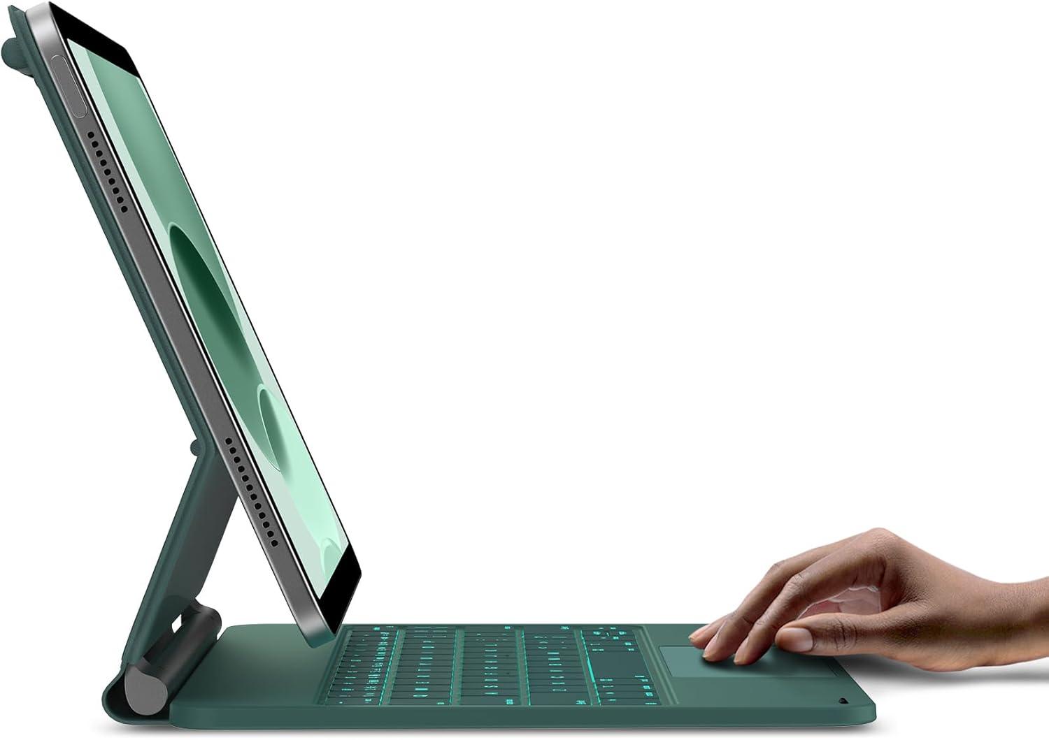 image:imagetypecase Edge Keyboard Case for iPad 11th Gen A16 2025 amp 10th Gen 109 2022  MultiTouch Trackpad 11Color Backlit MagicStyle Keyboard  Floating Magnetic Stand Pencil Holder  White  Midnight Green