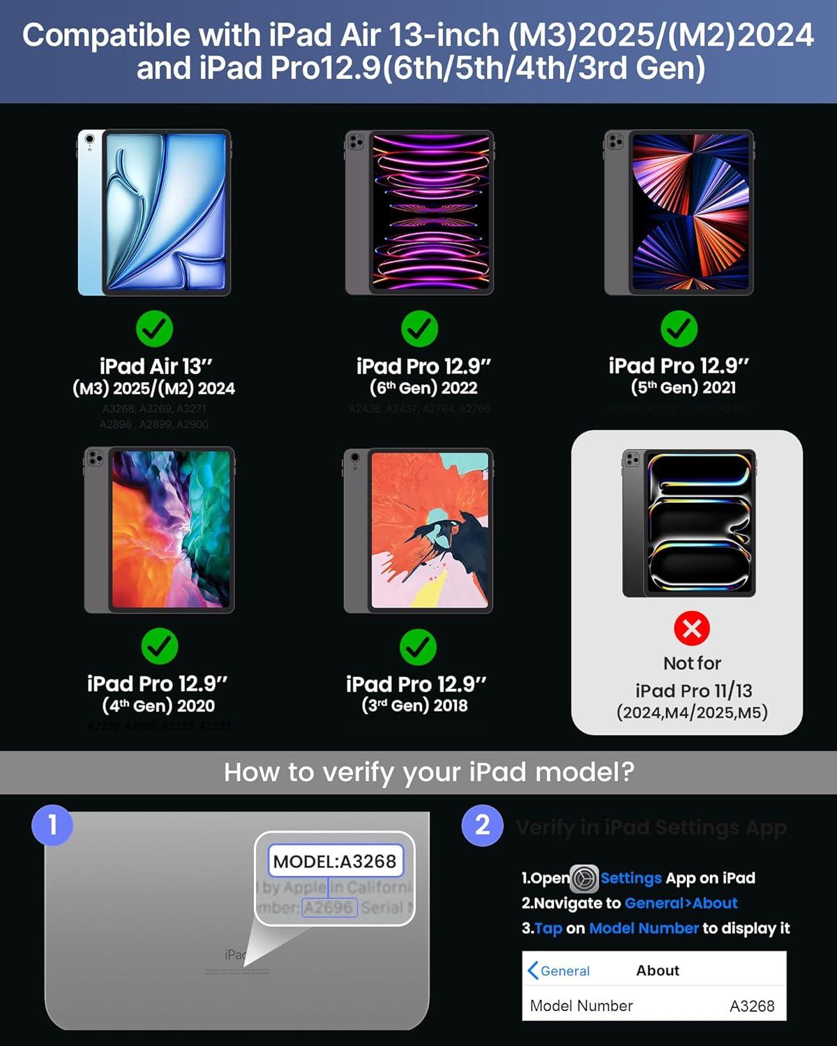 image:imagetypecase Edge Keyboard Case for iPad Air 13inchM3M2 20252024 amp iPad Pro 1296th5th4th3rd Gen Magic Keyboard with 11Color Backlight MultiTouch Trackpad Pencil Holder Midnight AmethystPacific Blue