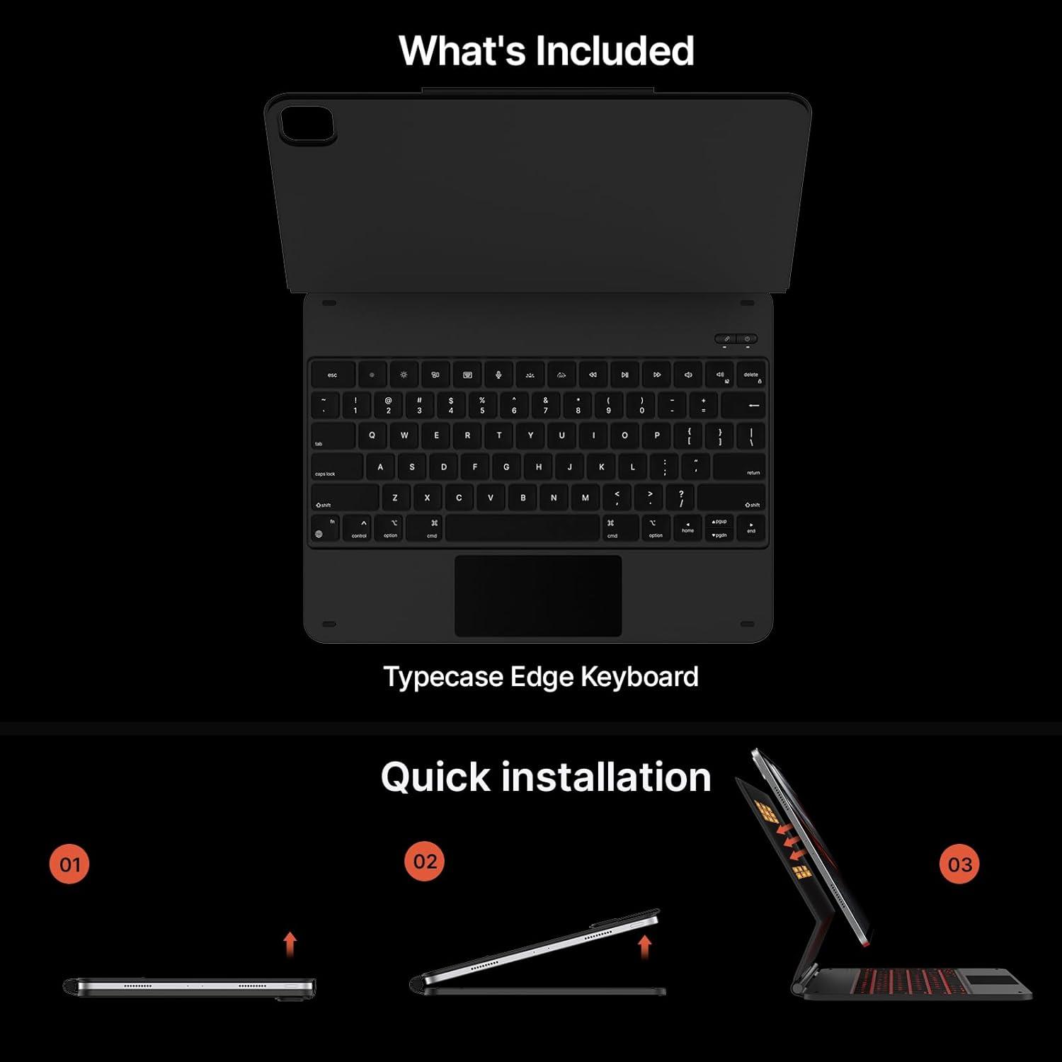 image:imagetypecase Edge Keyboard Case for iPad Air 13inchM3M2 20252024 amp iPad Pro 1296th5th4th3rd Gen Magic Keyboard with 11Color Backlight MultiTouch Trackpad Pencil Holder Midnight AmethystCarbon Fiber