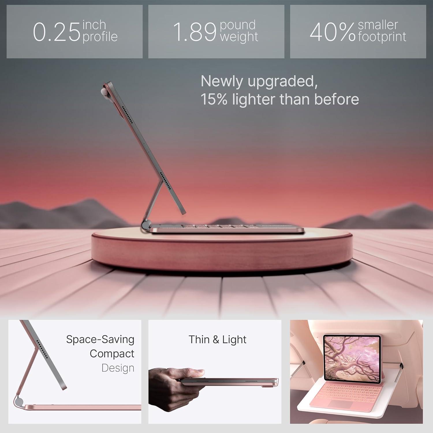 image:imagetypecase Edge Keyboard Case for iPad Air 13inchM3M2 20252024 amp iPad Pro 1296th5th4th3rd Gen Magic Keyboard with 11Color Backlight MultiTouch Trackpad Pencil Holder Midnight AmethystRose Gold