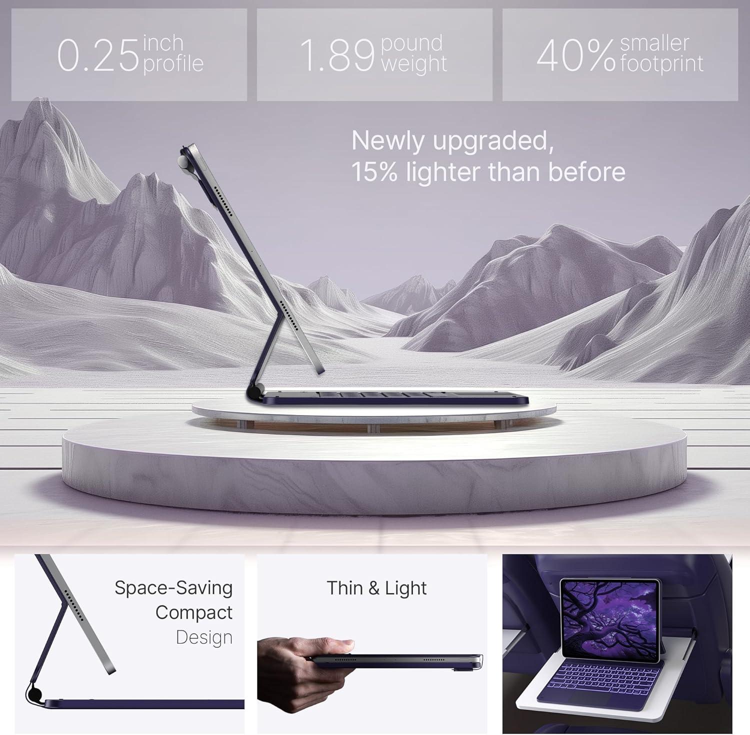 image:imagetypecase Edge Keyboard Case for iPad Air 13inchM3M2 20252024 amp iPad Pro 1296th5th4th3rd Gen Magic Keyboard with 11Color Backlight MultiTouch Trackpad Pencil Holder Midnight AmethystMidnight Amethyst