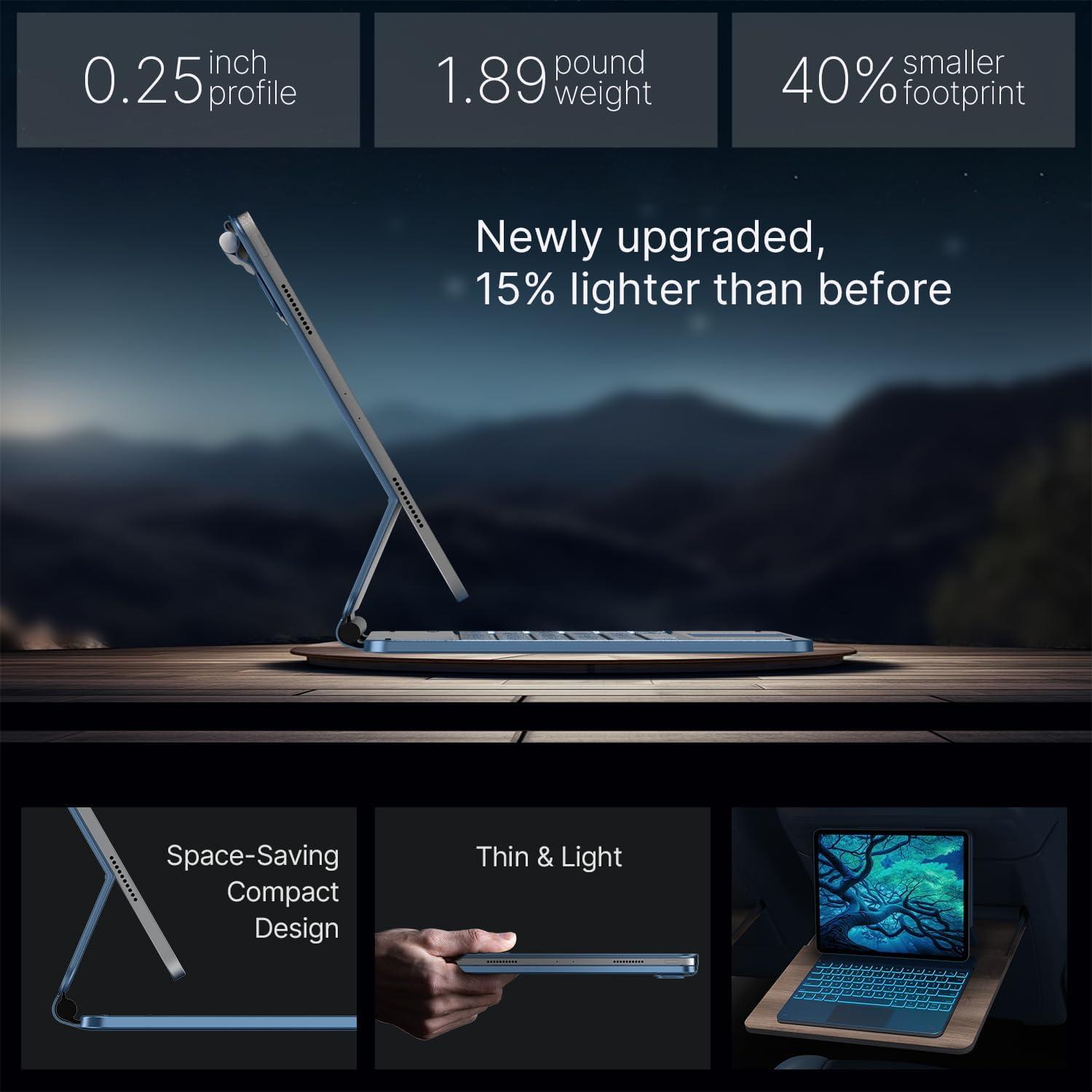 image:imagetypecase Edge Keyboard Case for iPad Air 13inchM3M2 20252024 amp iPad Pro 1296th5th4th3rd Gen Magic Keyboard with 11Color Backlight MultiTouch Trackpad Pencil Holder Midnight AmethystPacific Blue