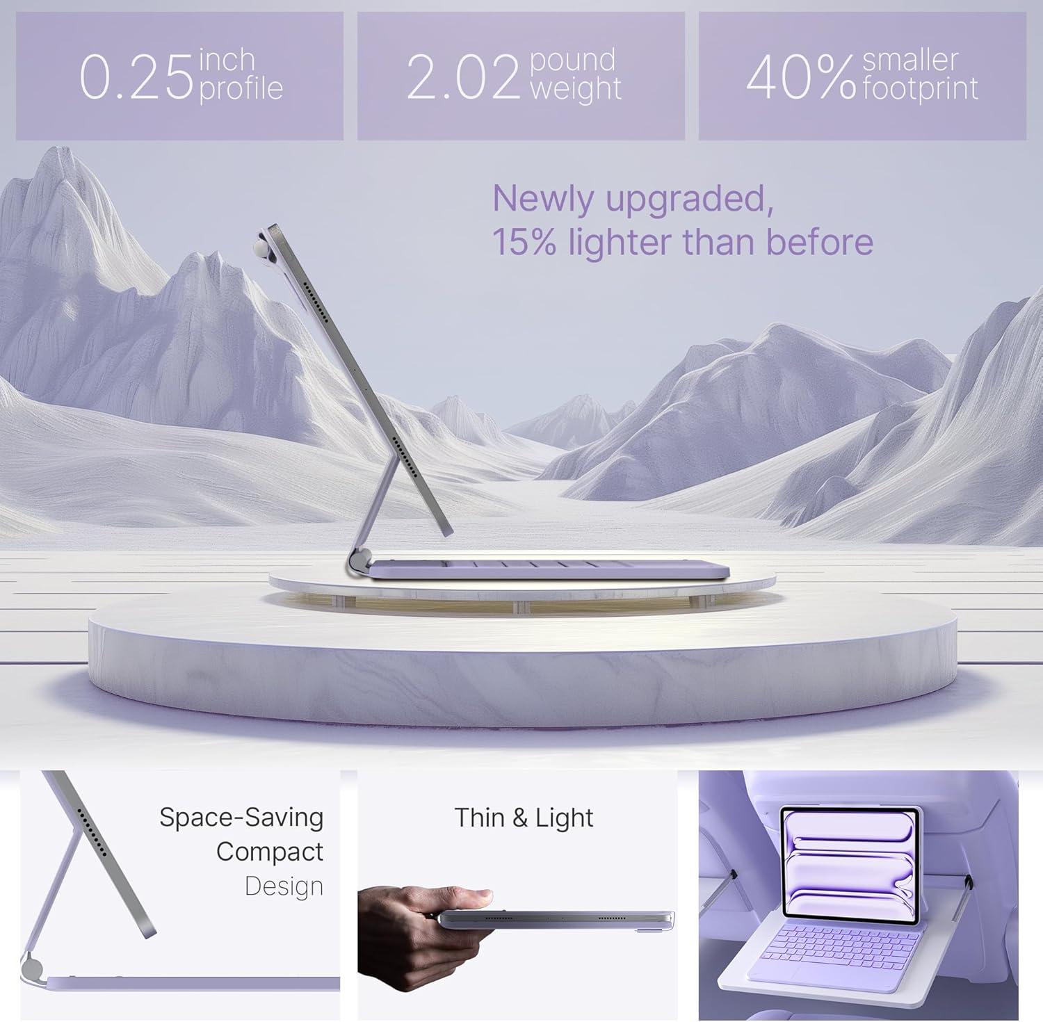 image:imagetypecase Edge Keyboard Case for iPad Air 13inchM3M2 20252024 amp iPad Pro 1296th5th4th3rd Gen Magic Keyboard with 11Color Backlight MultiTouch Trackpad Pencil Holder Midnight AmethystLight Purple