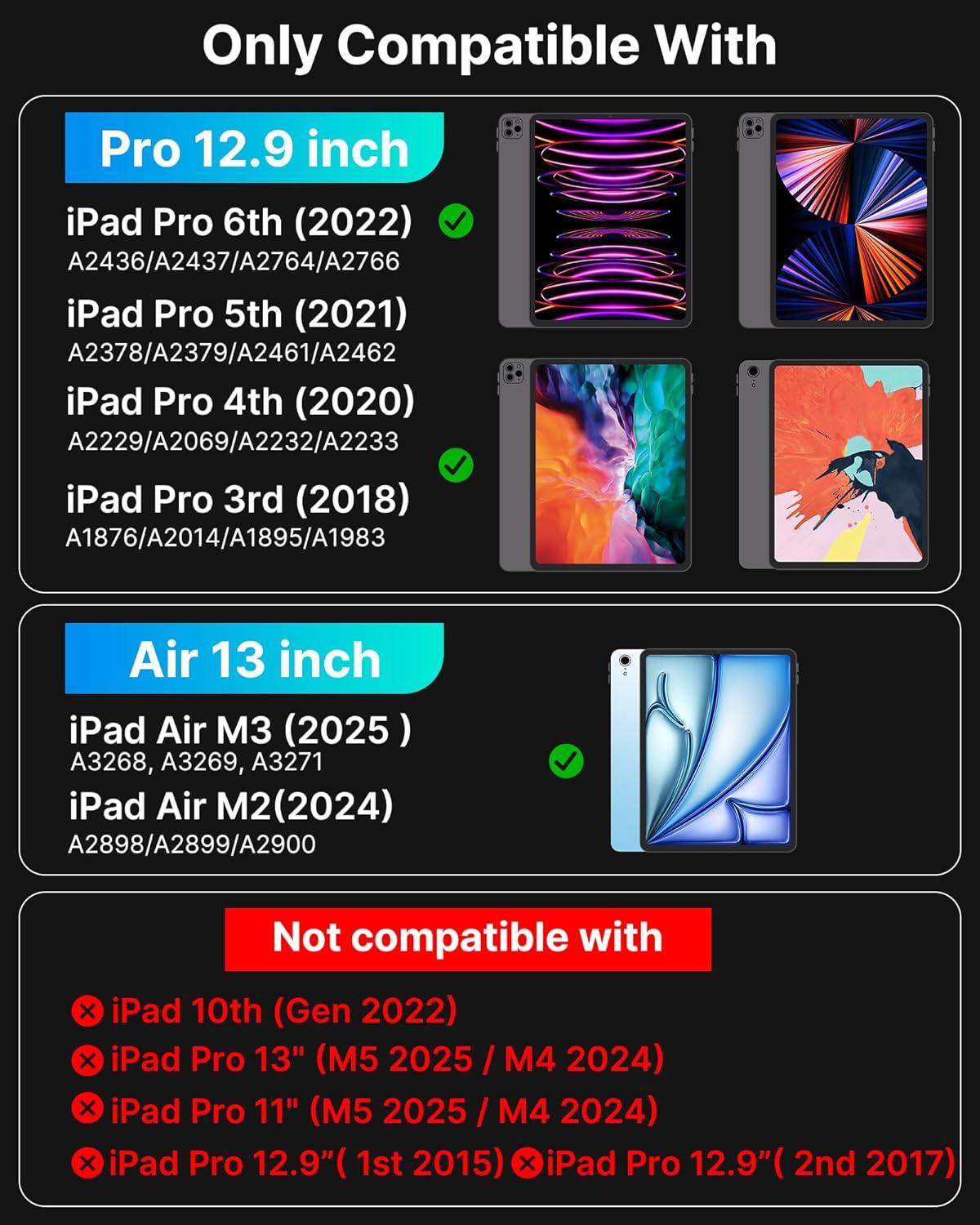 image:imagetypecase Edge Keyboard Case for iPad Air 13inchM3M2 20252024 amp iPad Pro 1296th5th4th3rd Gen Magic Keyboard with 11Color Backlight MultiTouch Trackpad Pencil Holder Midnight AmethystCarbon Fiber