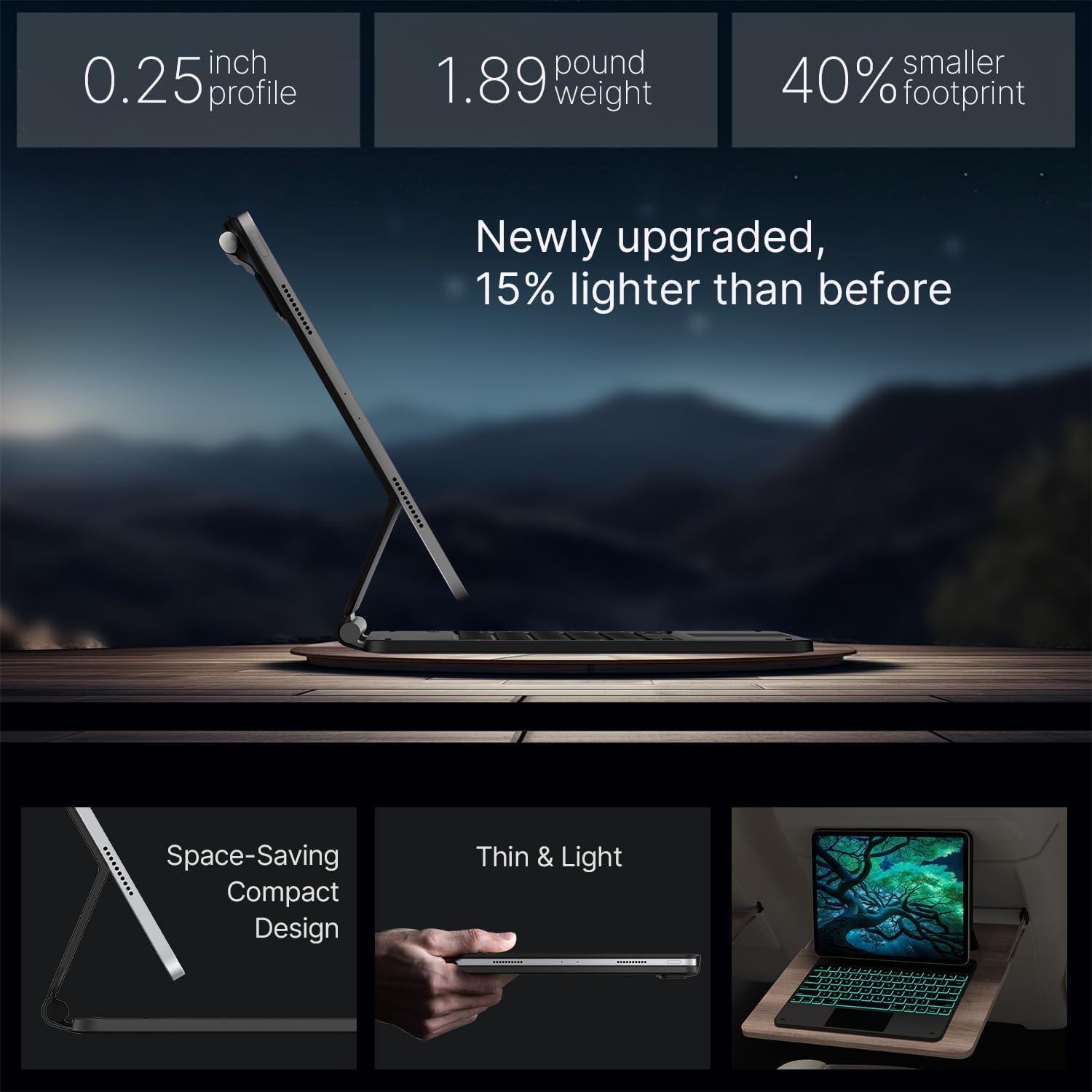 image:imagetypecase Edge Keyboard Case for iPad Air 13inchM3M2 20252024 amp iPad Pro 1296th5th4th3rd Gen Magic Keyboard with 11Color Backlight MultiTouch Trackpad Pencil Holder Midnight AmethystBlack