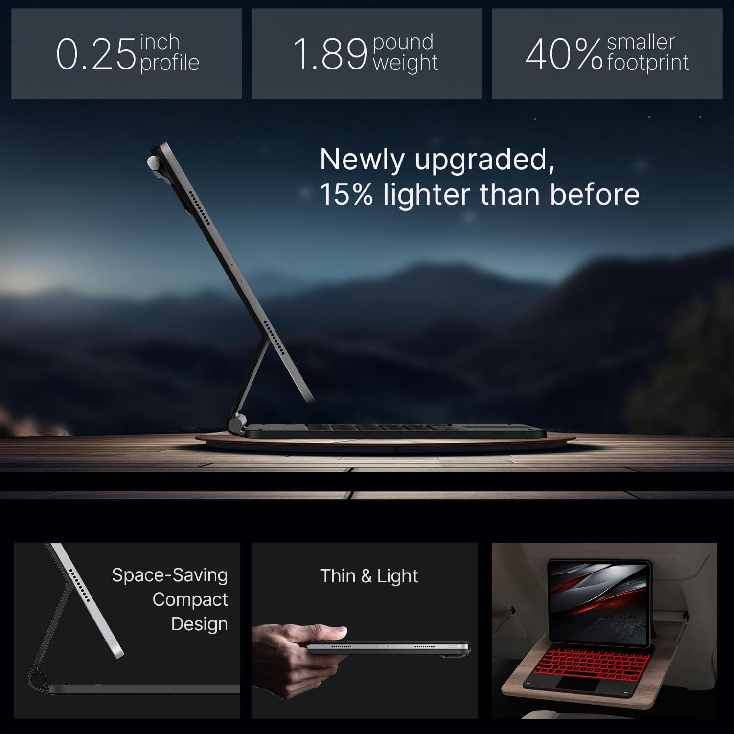 image:imagetypecase Edge Keyboard Case for iPad Air 13inchM3M2 20252024 amp iPad Pro 1296th5th4th3rd Gen Magic Keyboard with 11Color Backlight MultiTouch Trackpad Pencil Holder Midnight AmethystCarbon Fiber