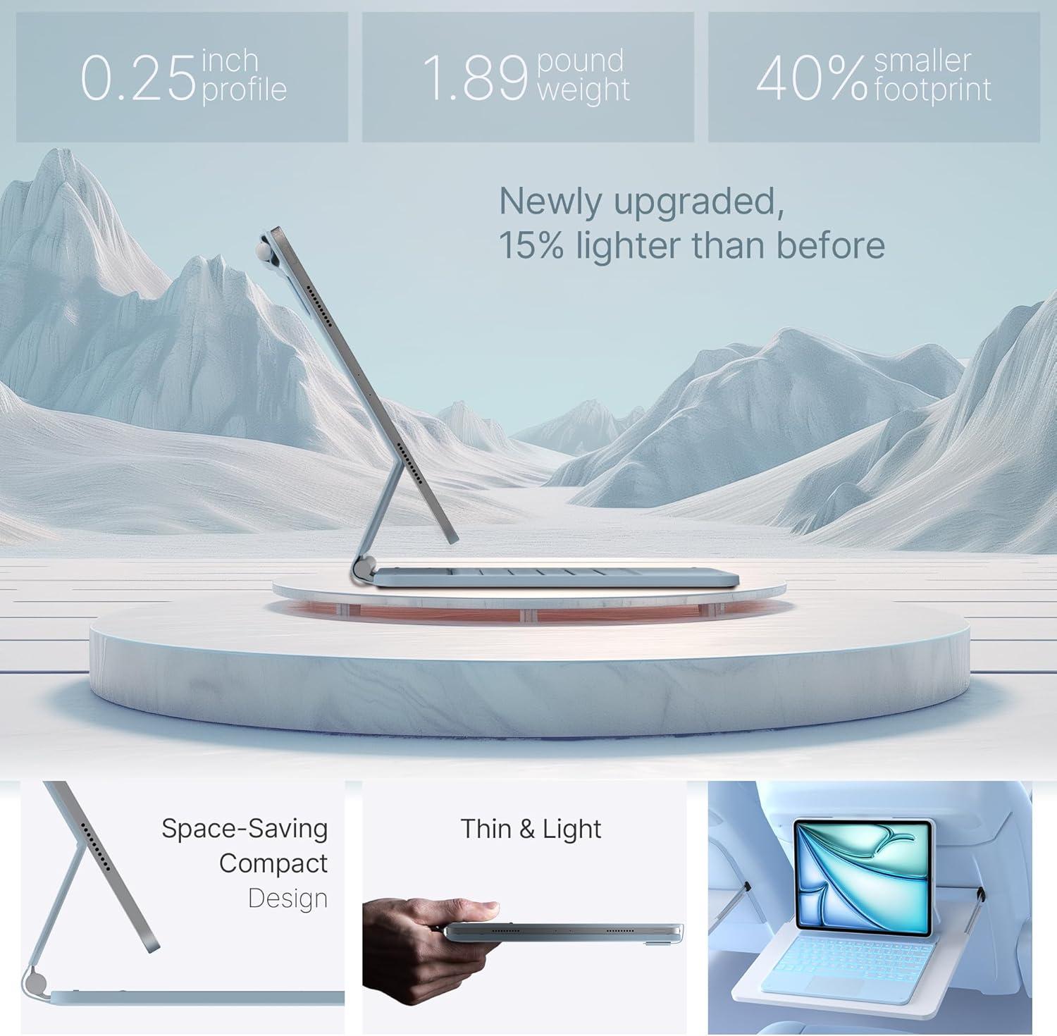 image:imagetypecase Edge Keyboard Case for iPad Air 13inchM3M2 20252024 amp iPad Pro 1296th5th4th3rd Gen Magic Keyboard with 11Color Backlight MultiTouch Trackpad Pencil Holder Midnight AmethystLight Blue