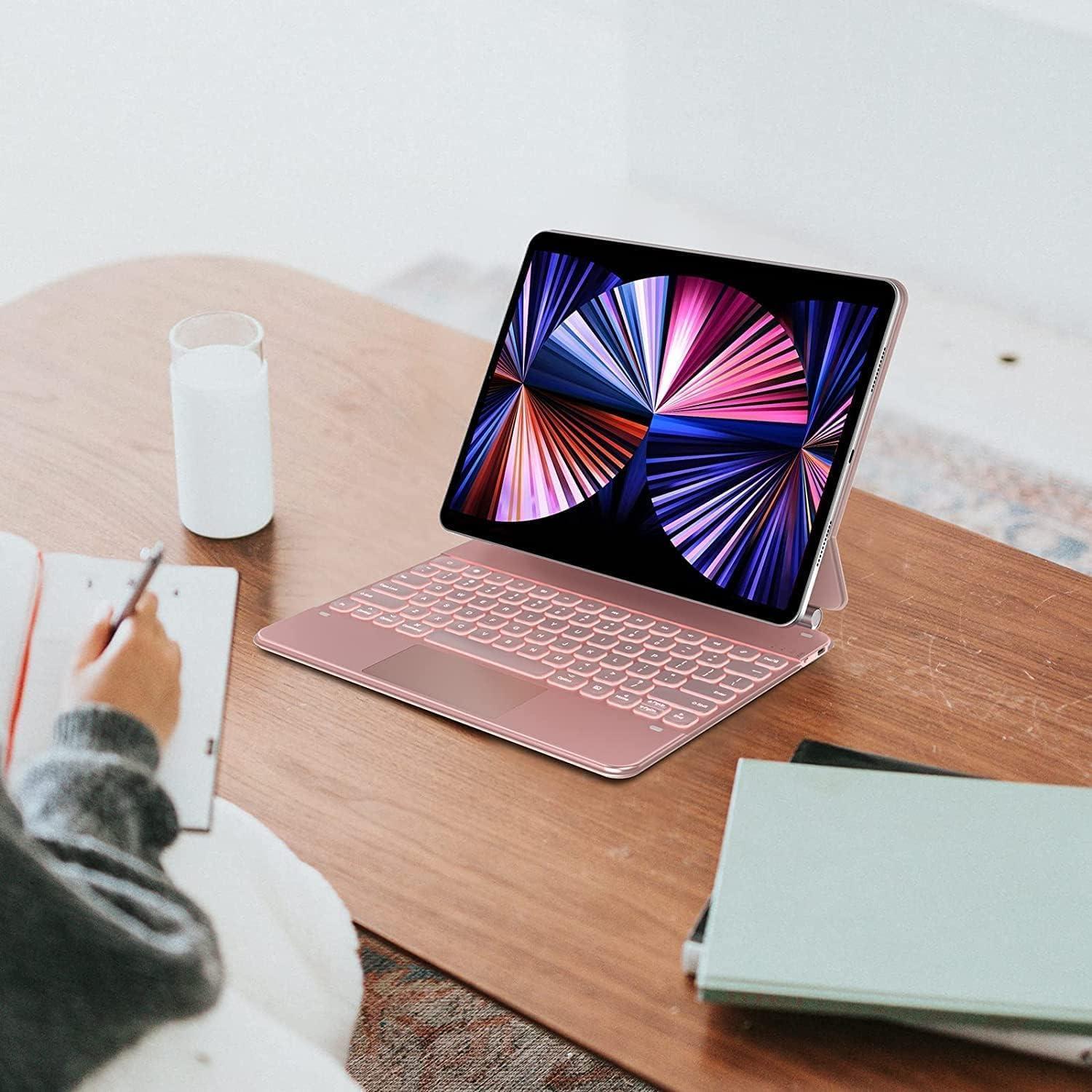 image:imagetypecase Edge Keyboard Case for iPad Air 13inchM3M2 20252024 amp iPad Pro 1296th5th4th3rd Gen Magic Keyboard with 11Color Backlight MultiTouch Trackpad Pencil Holder Midnight AmethystRose Gold