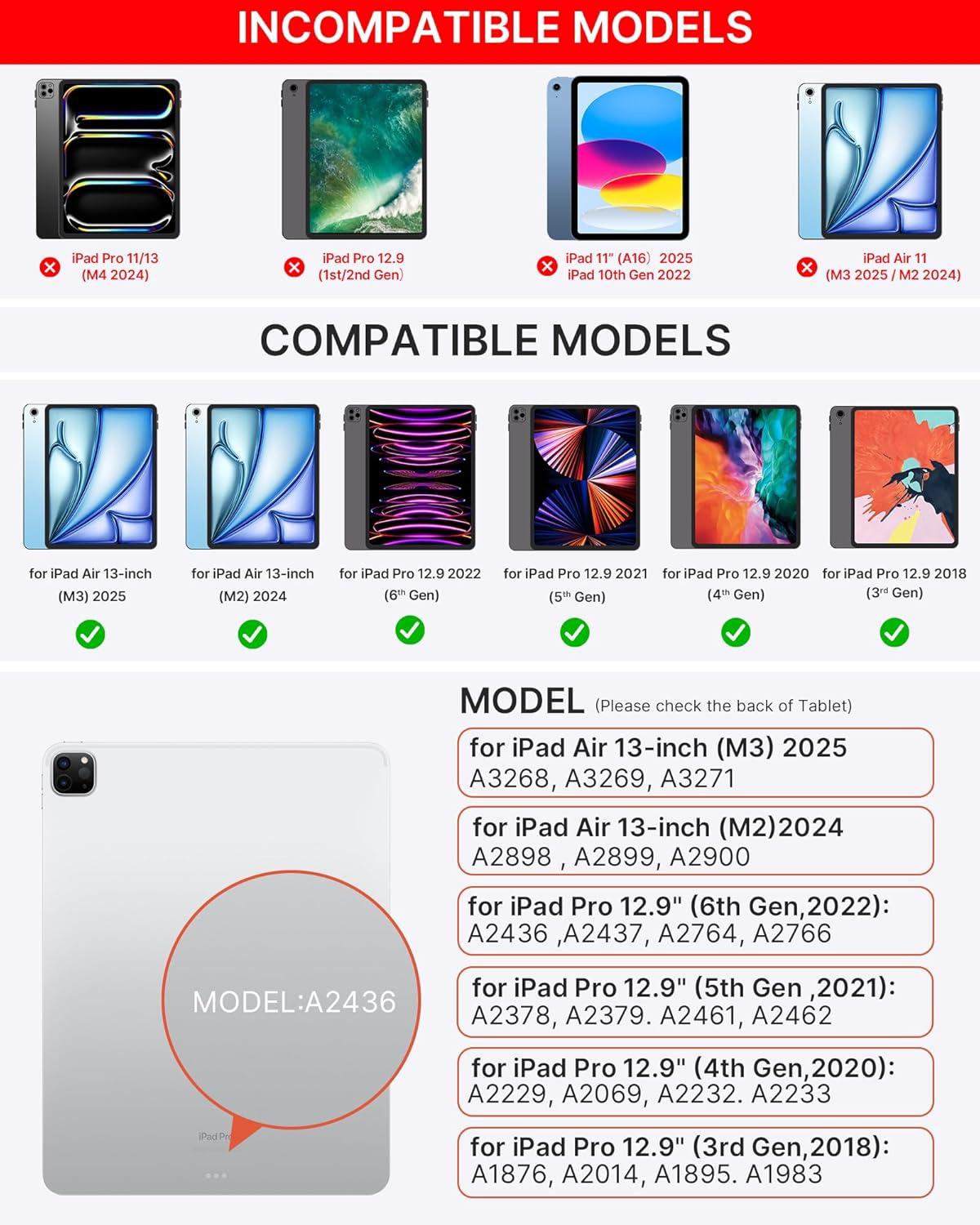 image:imagetypecase Edge Keyboard Case for iPad Air 13inchM3M2 20252024 amp iPad Pro 129inch6th5th4th3rd Gen Magic Keyboard with 11Color Backlight MultiTouch Trackpad Pencil Holder Navy Blue