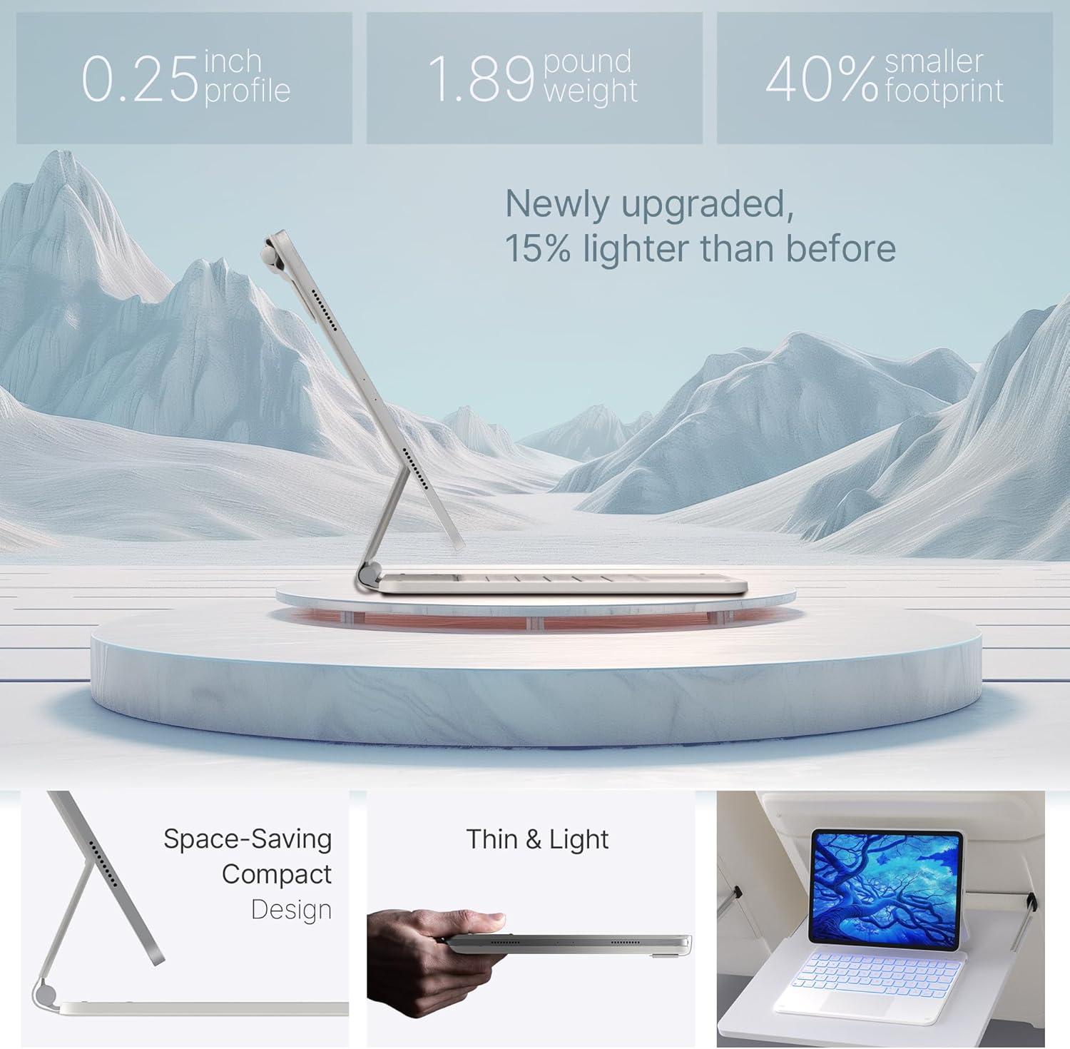 image:imagetypecase Edge Keyboard Case for iPad Air 13inchM3M2 20252024 amp iPad Pro 129inch6th5th4th3rd Gen Magic Keyboard with 11Color Backlight MultiTouch Trackpad Pencil Holder Pearl White