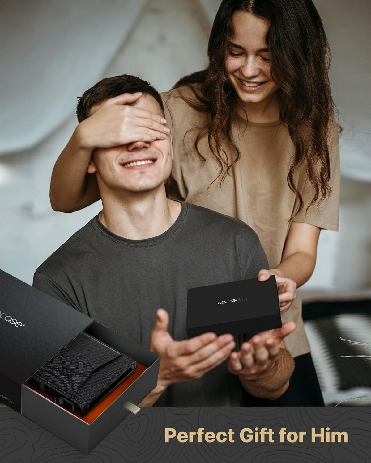 image:imagetypecase Flip Pop Up Wallet for Men Card Holder Smart Privacy amp lD Display Mode RFID Blocking Slim Genuine Leather Minimalist Front Pocket  8 Cards Capacity  ID Window  Money Clip BlackBlack