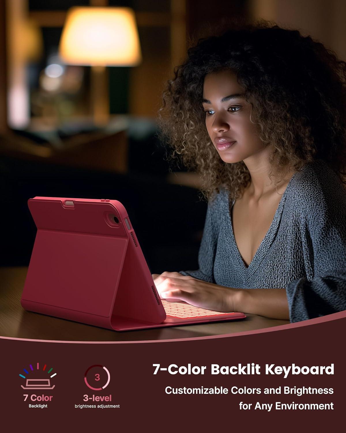 image:imagetypecase Folio Keyboard Case for iPad 10th Gen 109 inch 2022 and iPad 11th A16 2025 Magnetic Wireless Detachable Keyboard 7Color Backlight Thin amp Light Pencil Holder  Matcha GreenPink