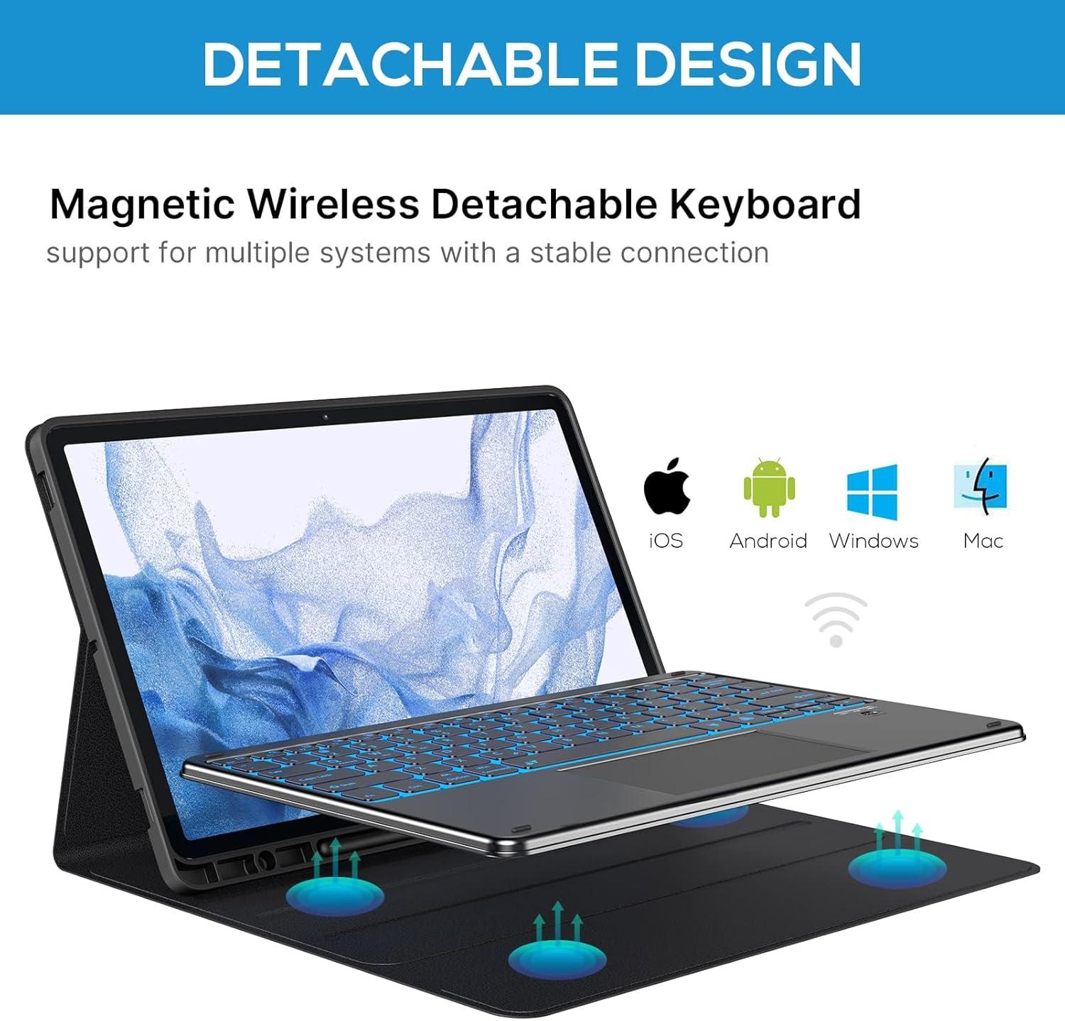 image:imagetypecase Keyboard Case for Galaxy Tab S8 Plus  124  2022  Smart Trackpad  Slim Keyboard with S Pen Holder  7 Colors Backlight  Protective Stand Cover for Tab S7 FE 2021 amp S7 Plus 2020  Black