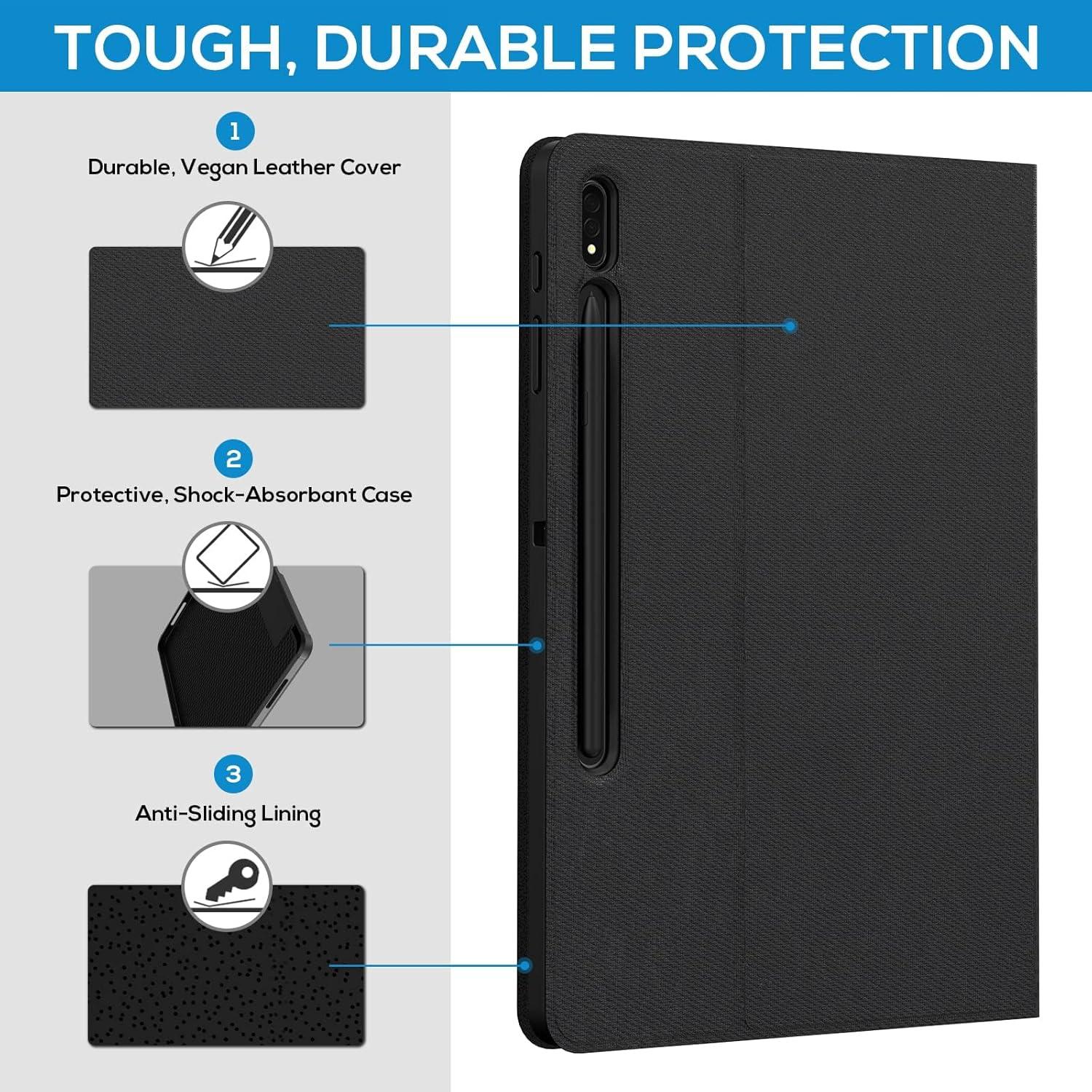 image:imagetypecase Keyboard Case for Galaxy Tab S8 Plus  124  2022  Smart Trackpad  Slim Keyboard with S Pen Holder  7 Colors Backlight  Protective Stand Cover for Tab S7 FE 2021 amp S7 Plus 2020  Black