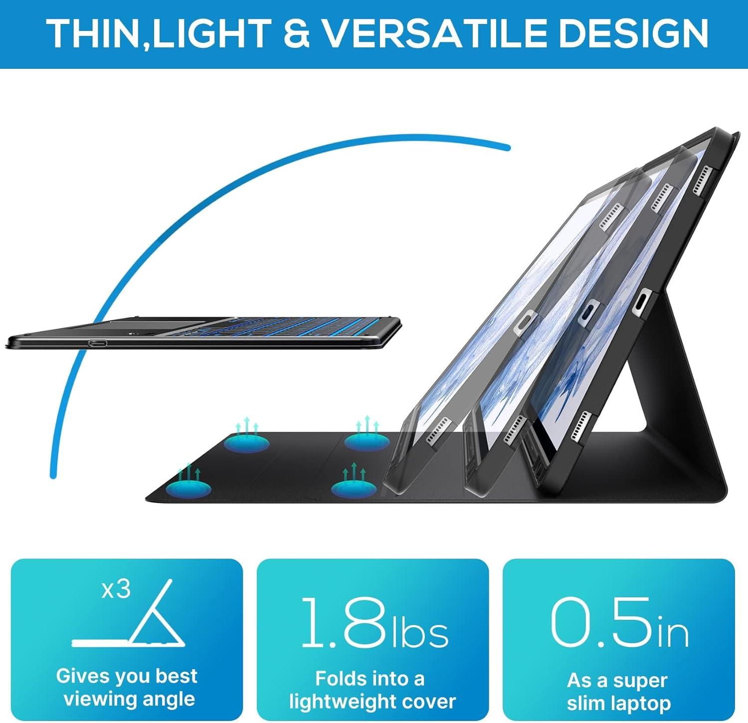 image:imagetypecase Keyboard Case for Galaxy Tab S8 Plus  124  2022  Smart Trackpad  Slim Keyboard with S Pen Holder  7 Colors Backlight  Protective Stand Cover for Tab S7 FE 2021 amp S7 Plus 2020  Black