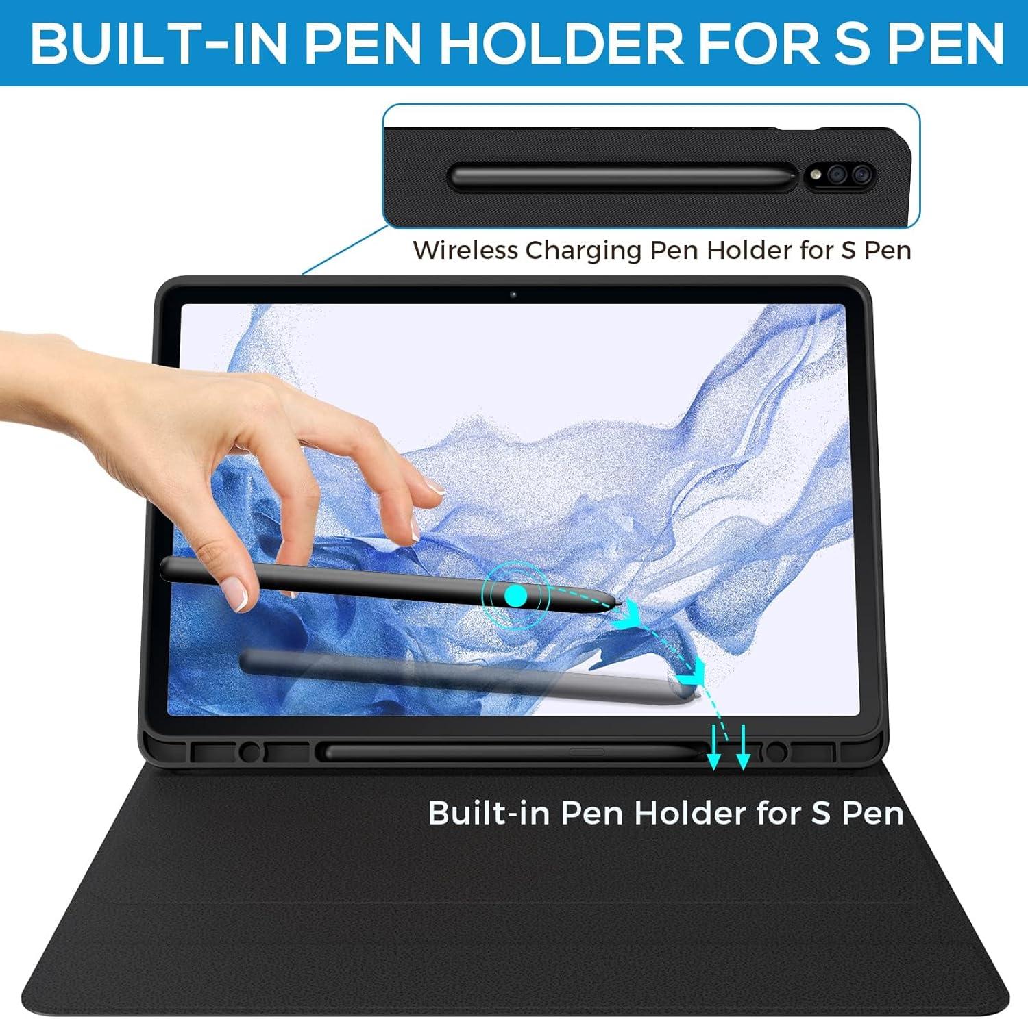 image:imagetypecase Keyboard Case for Galaxy Tab S8 Plus  124  2022  Smart Trackpad  Slim Keyboard with S Pen Holder  7 Colors Backlight  Protective Stand Cover for Tab S7 FE 2021 amp S7 Plus 2020  Black