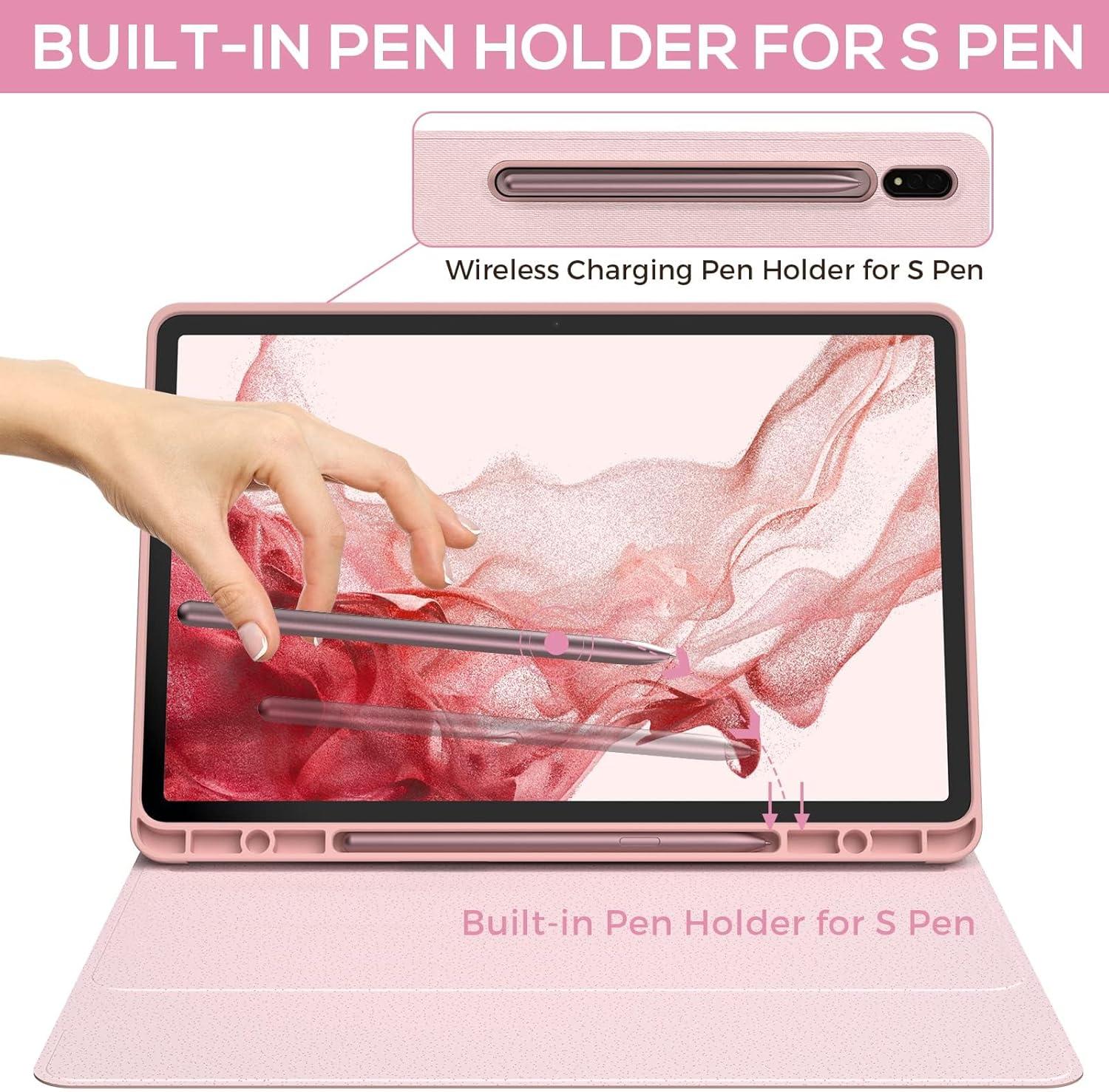 image:imagetypecase Keyboard Case for Galaxy Tab S8 Plus  124  2022  Smart Trackpad  Slim Keyboard with S Pen Holder  7 Colors Backlight  Protective Stand Cover for Tab S7 FE 2021 amp S7 Plus 2020  Pink