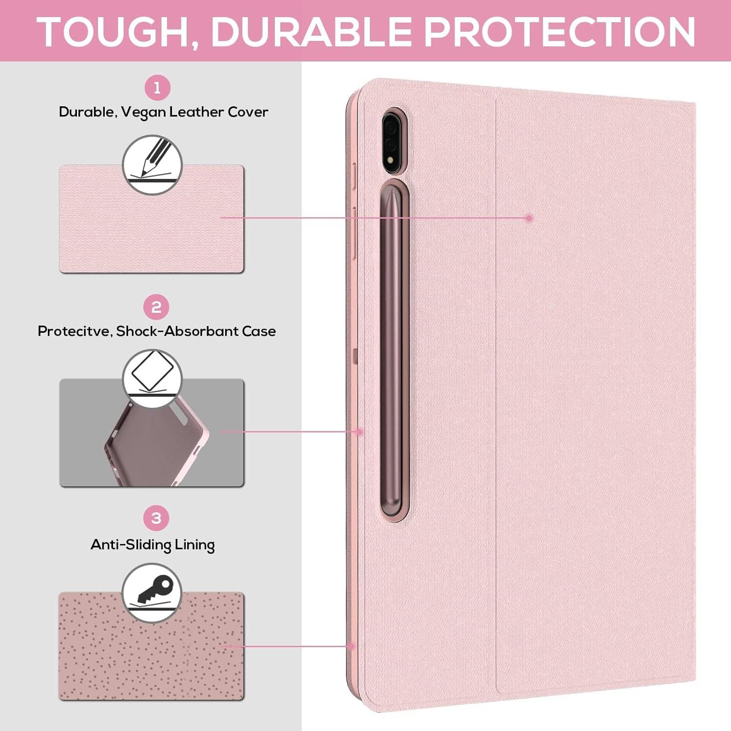 image:imagetypecase Keyboard Case for Galaxy Tab S8 Plus  124  2022  Smart Trackpad  Slim Keyboard with S Pen Holder  7 Colors Backlight  Protective Stand Cover for Tab S7 FE 2021 amp S7 Plus 2020  Pink