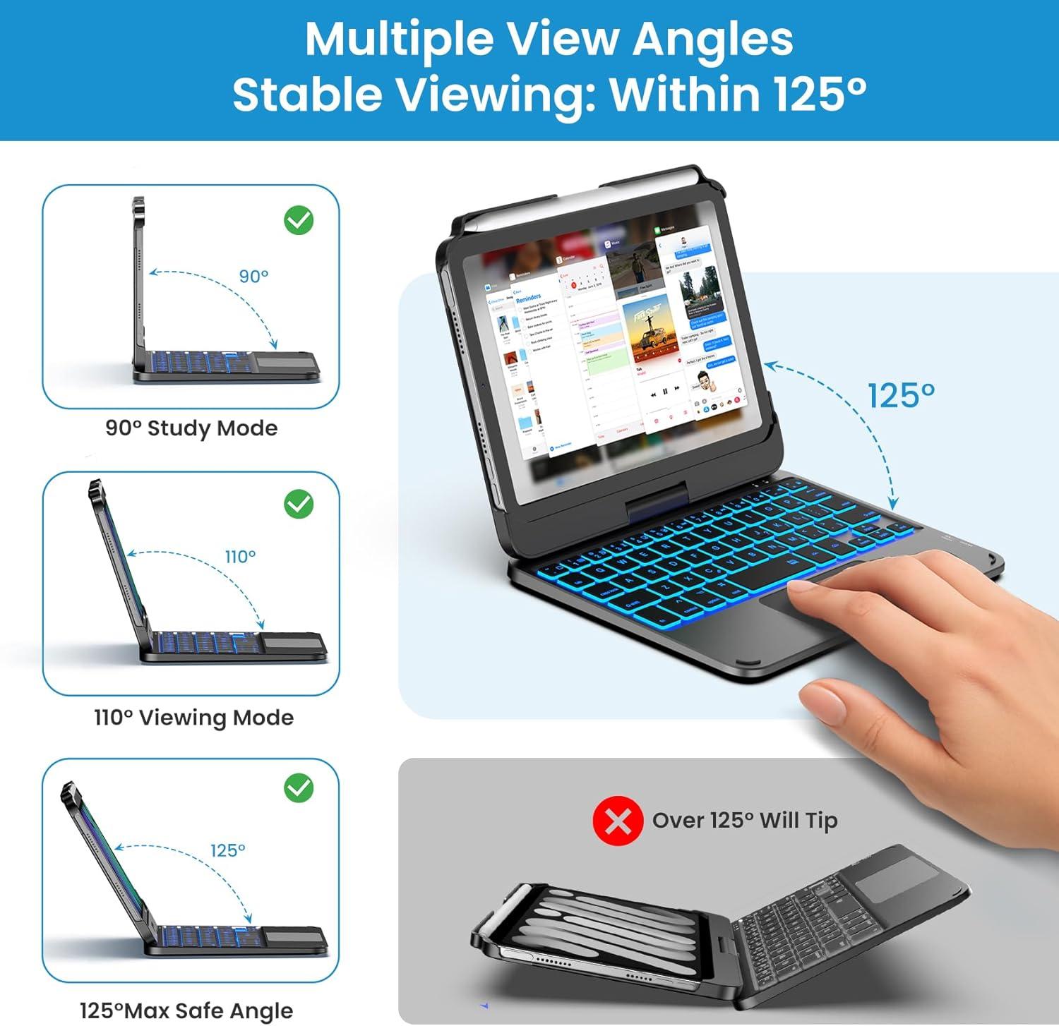image:imagetypecase Keyboard Case for iPad mini 7 2024 amp Mini 6 2021  Wireless Case with Keyboard for iPad mini 7th 6th Generation 83  11 Colors Backlit Keyboard Cover with Trackpad  BlackBlack