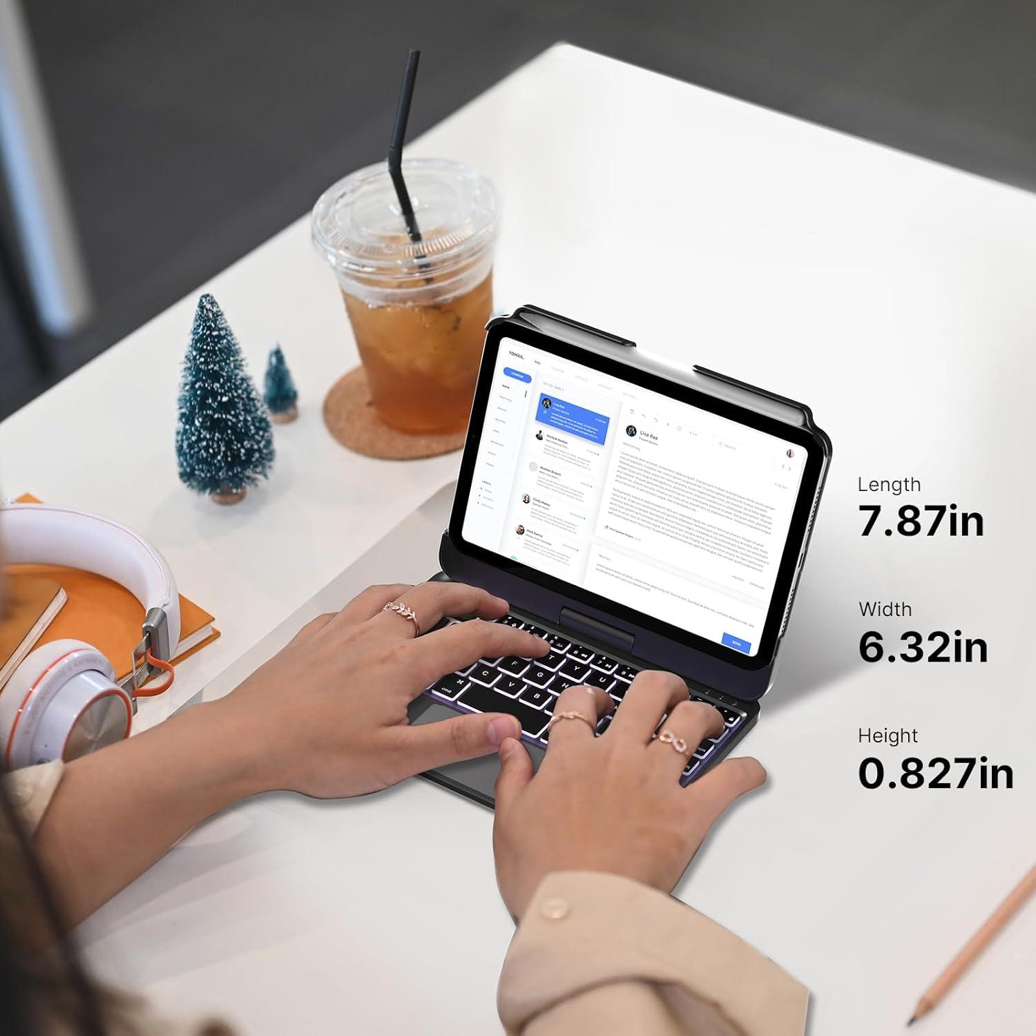 image:imagetypecase Keyboard Case for iPad mini 7 2024 amp Mini 6 2021  Wireless Case with Keyboard for iPad mini 7th 6th Generation 83  11 Colors Backlit Keyboard Cover with Trackpad  BlackDark Gray