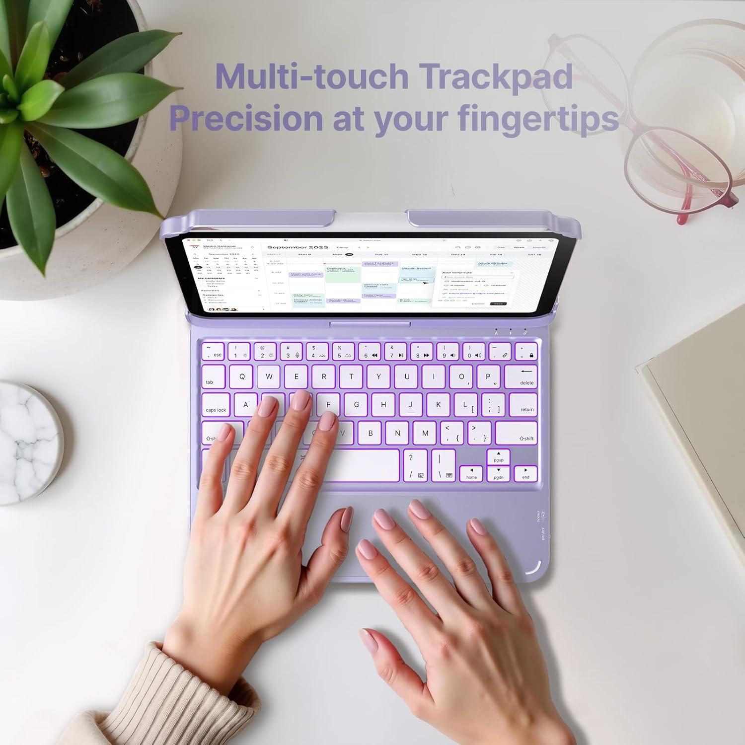 image:imagetypecase Keyboard Case for iPad mini 7 2024 amp Mini 6 2021  Wireless Case with Keyboard for iPad mini 7th 6th Generation 83  11 Colors Backlit Keyboard Cover with Trackpad  BlackLight Purple
