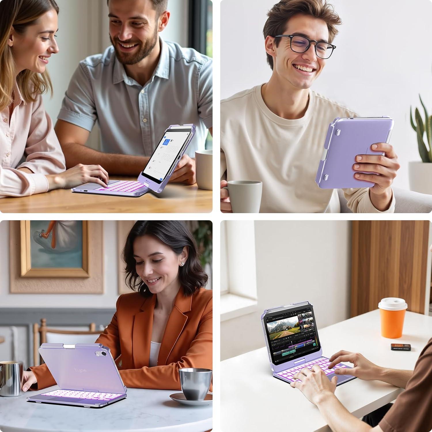 image:imagetypecase Keyboard Case for iPad mini 7 2024 amp Mini 6 2021  Wireless Case with Keyboard for iPad mini 7th 6th Generation 83  11 Colors Backlit Keyboard Cover with Trackpad  BlackLight Purple