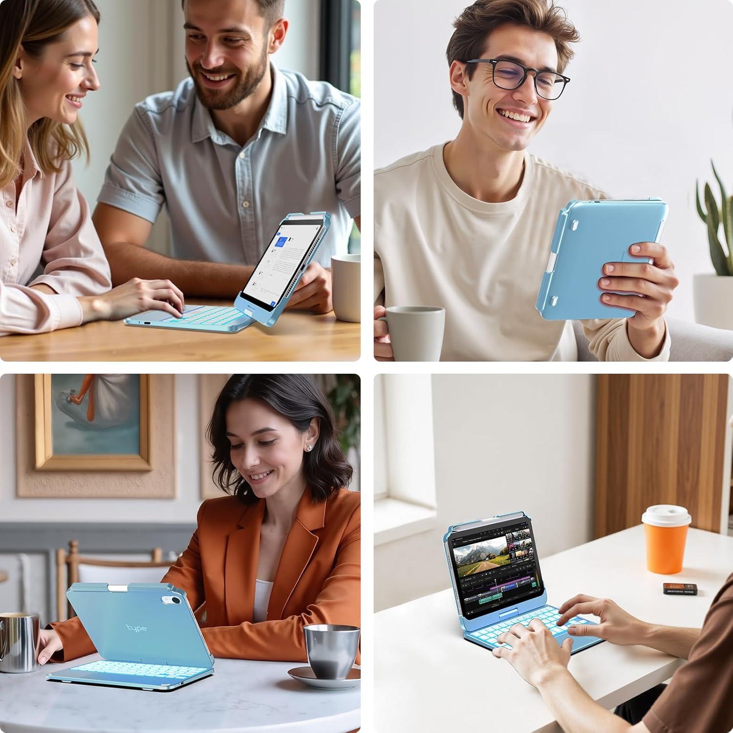 image:imagetypecase Keyboard Case for iPad mini 7 2024 amp Mini 6 2021  Wireless Case with Keyboard for iPad mini 7th 6th Generation 83  11 Colors Backlit Keyboard Cover with Trackpad  BlackLight Blue