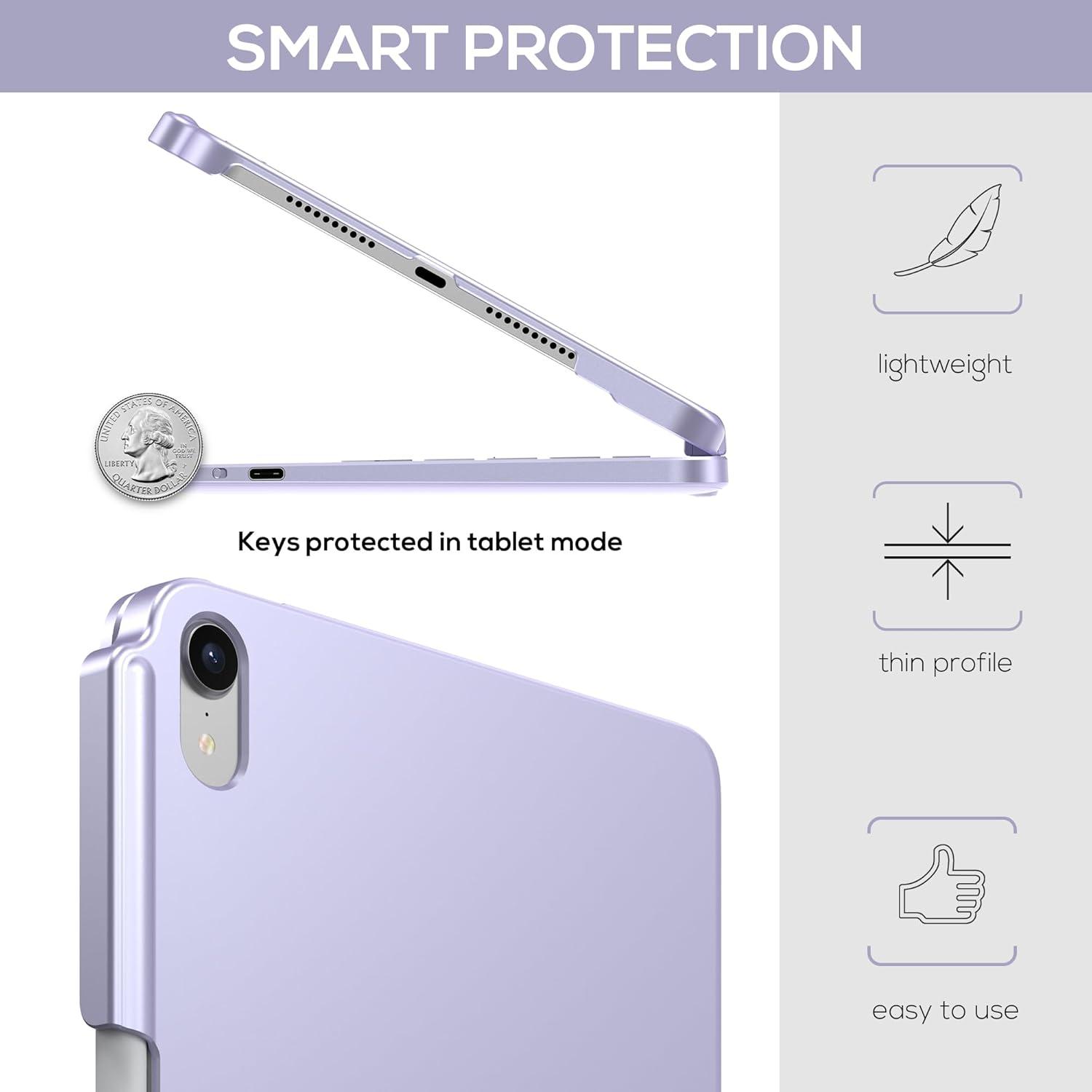 image:imagetypecase Keyboard Case for iPad mini 7 2024 amp Mini 6 2021  Wireless Case with Keyboard for iPad mini 7th 6th Generation 83  11 Colors Backlit Keyboard Cover with Trackpad  BlackLight Purple