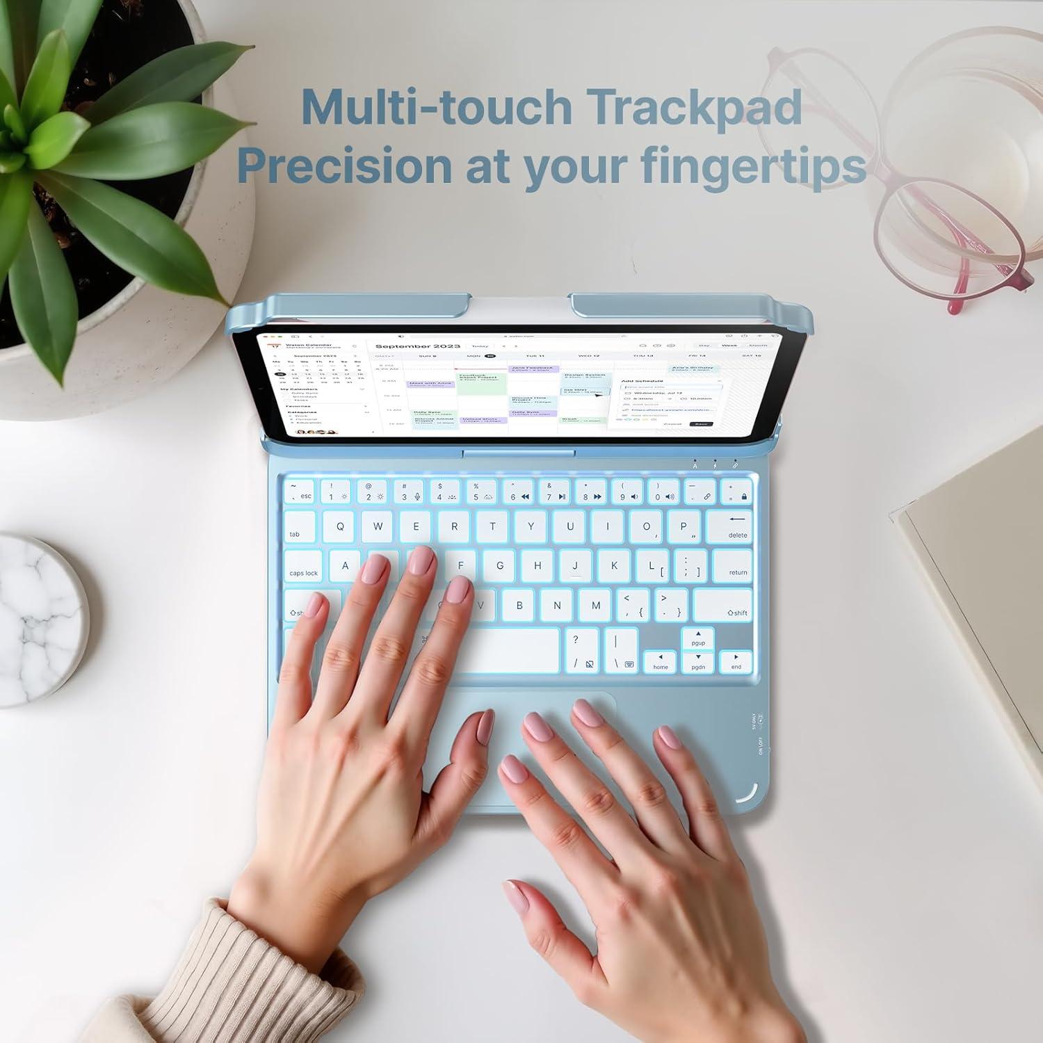 image:imagetypecase Keyboard Case for iPad mini 7 2024 amp Mini 6 2021  Wireless Case with Keyboard for iPad mini 7th 6th Generation 83  11 Colors Backlit Keyboard Cover with Trackpad  BlackLight Blue