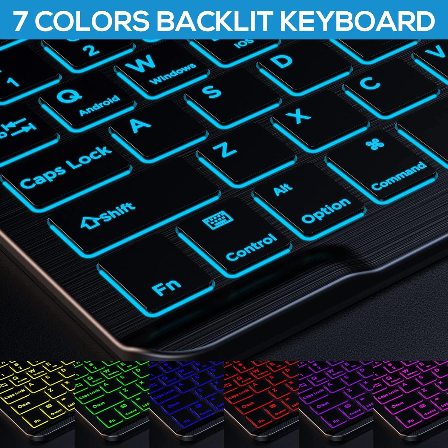 image:imagetypecase Keyboard for Kindle Fire HD 102021  11th Generation 101 inch  Slim Keyboard Cover  7 Colors Backlit  Detachable Wireless Keyboard for Fire HD 10 Plus Prestige Elite 10QS  Black