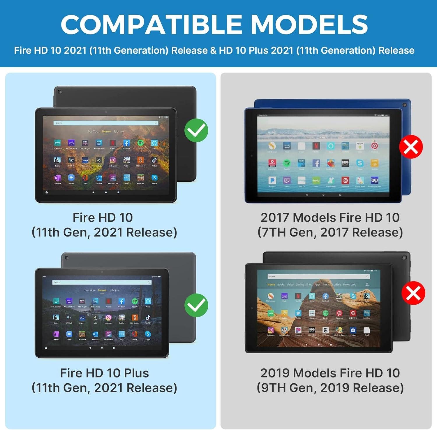 image:imagetypecase Keyboard for Kindle Fire HD 102021  11th Generation 101 inch  Slim Keyboard Cover  7 Colors Backlit  Detachable Wireless Keyboard for Fire HD 10 Plus Prestige Elite 10QS  Black