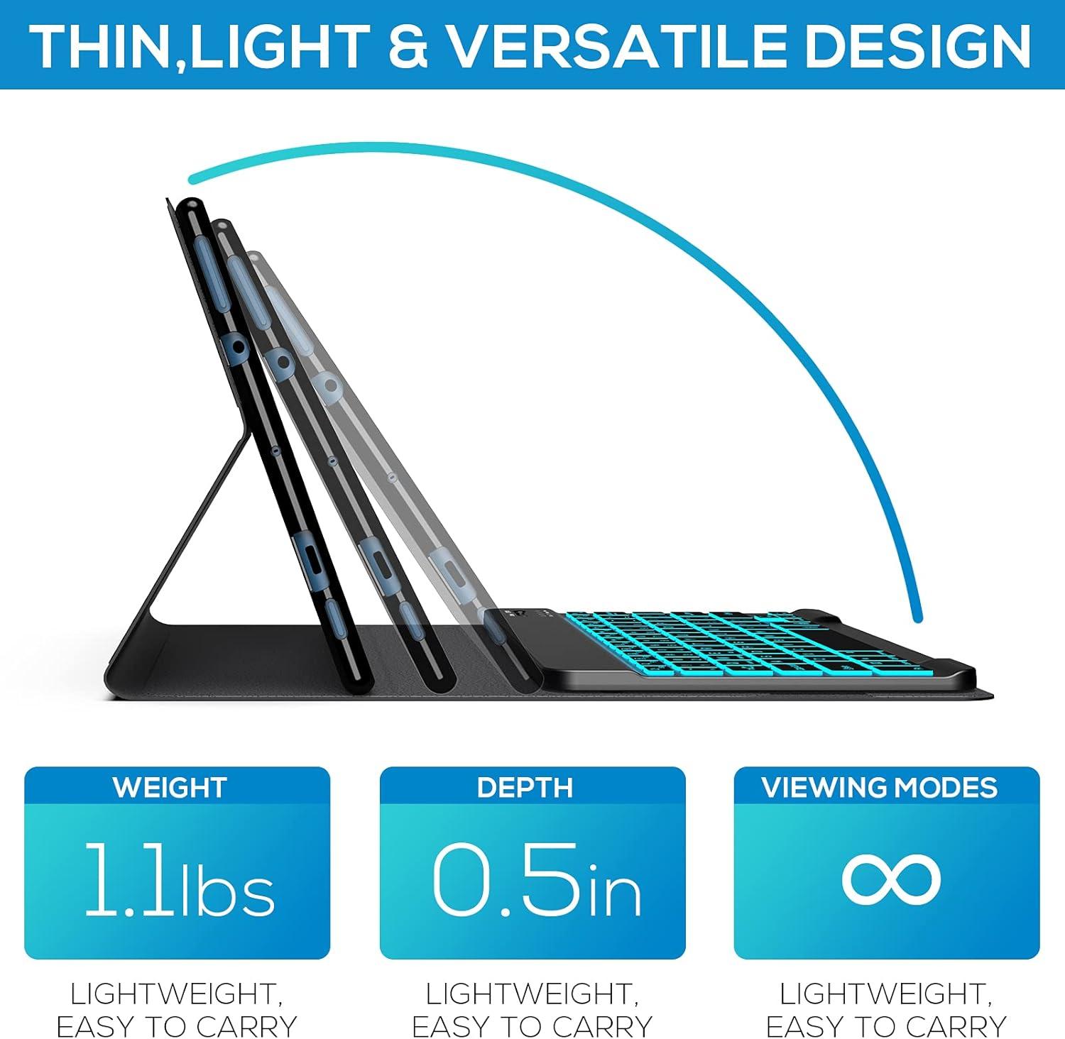 image:imagetypecase Keyboard for Kindle Fire HD 102021  11th Generation 101 inch  Slim Keyboard Cover  7 Colors Backlit  Detachable Wireless Keyboard for Fire HD 10 Plus Prestige Elite 10QS  Black