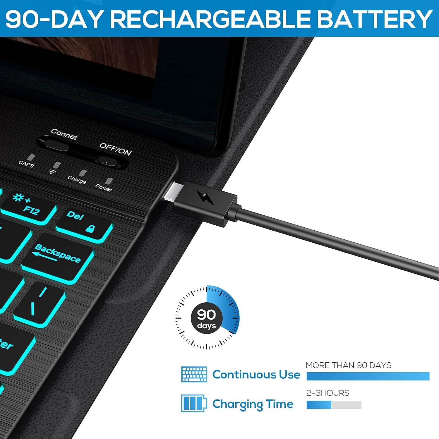 image:imagetypecase Keyboard for Kindle Fire HD 102021  11th Generation 101 inch  Slim Keyboard Cover  7 Colors Backlit  Detachable Wireless Keyboard for Fire HD 10 Plus Prestige Elite 10QS  Black